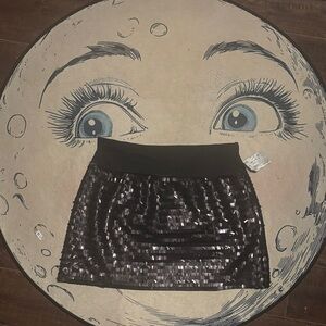 Bebe Black and Silver Sequin Mini Skirt